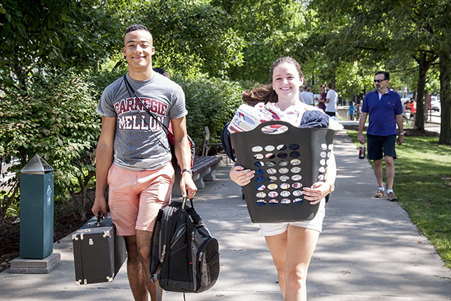 students moving out from the residence halls on Carnegie Mellon's campus