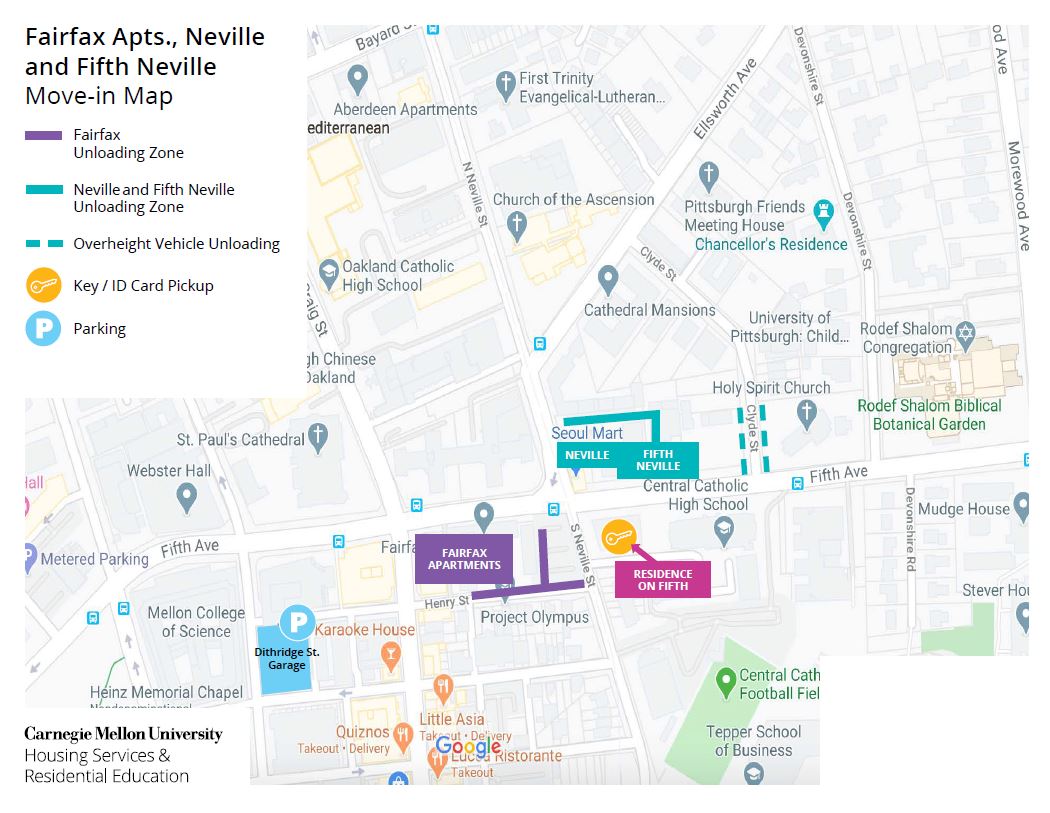 Fairfax Apts., Neville and Fifth Neville Move-in Map
