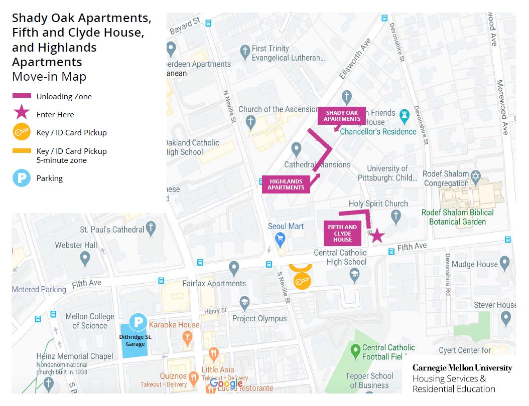 Shady Oak Apartments, Fifth and Clyde House, and Highlands Apartments Move-in Map