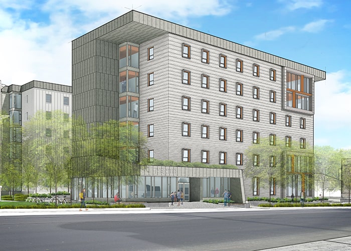 rendering of Fifth Clyde a multi-floor residence hall