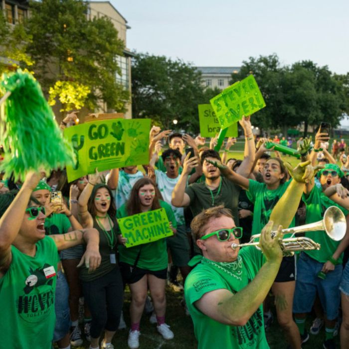 student wearing green during Housewars