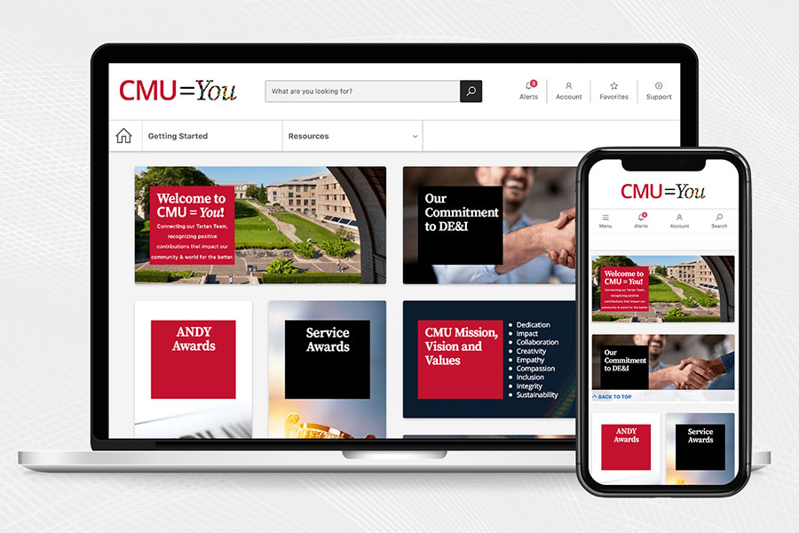 laptop and mobile phone displaying CMU=You homepage