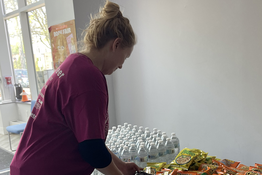 ERG co-lead serving food at Special Olympics event