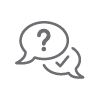 icon of speech bubbles with question mark and check mark