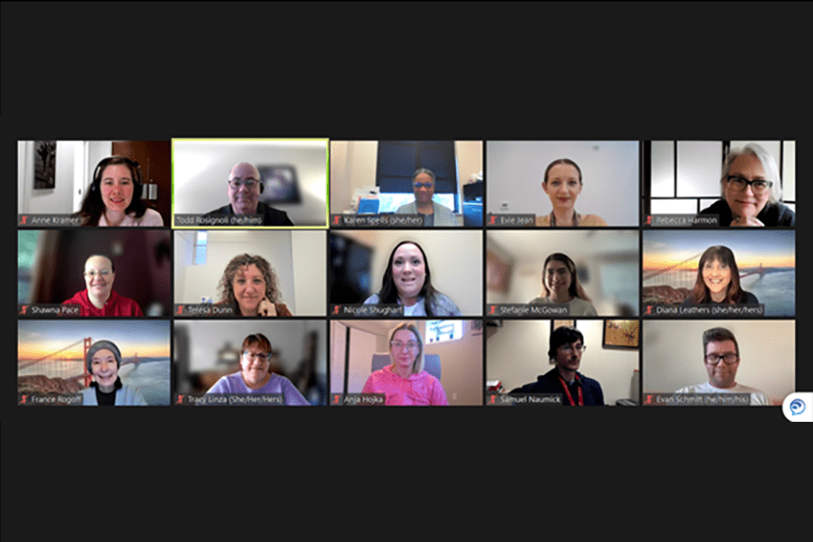 Screenshot of administrative professionals program participants during Zoom training
