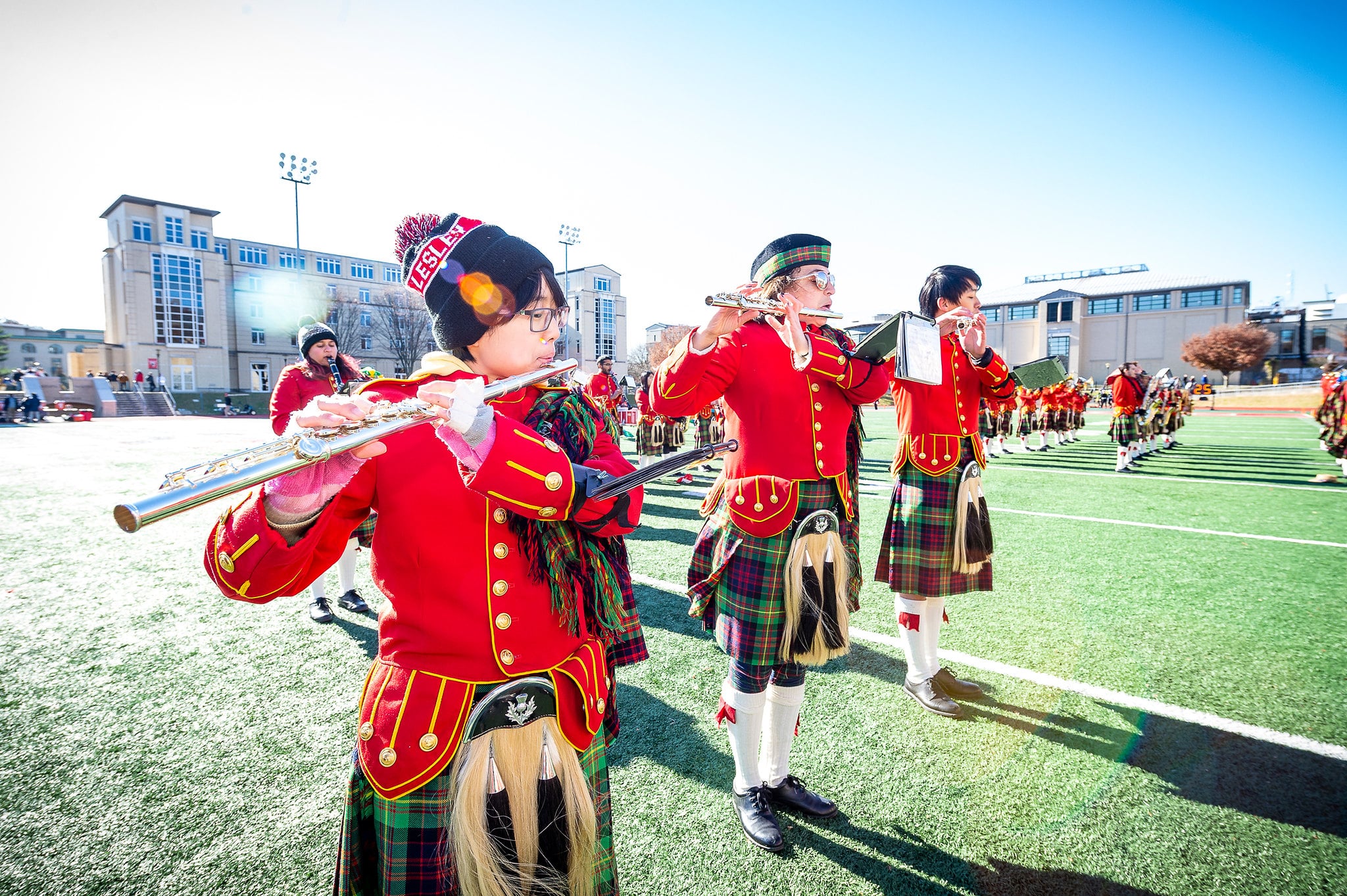 Kiltie band performing at commencement