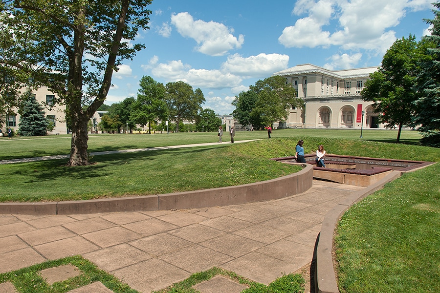 Campus mall in the spring