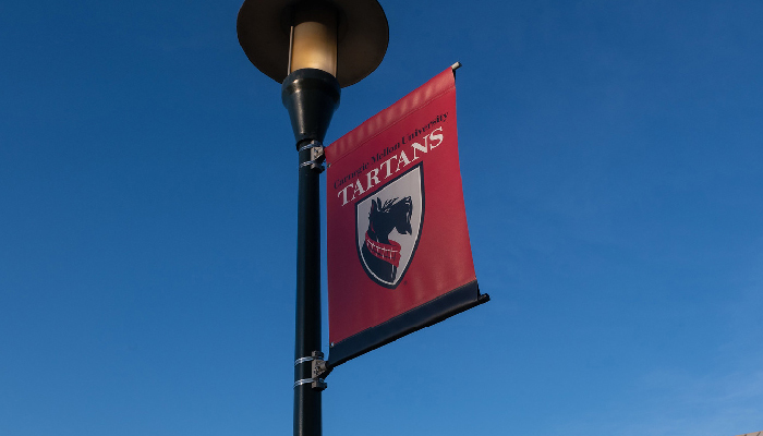 Tartan flag on campus