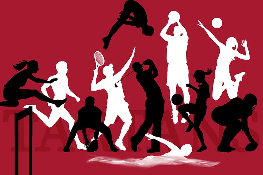 Graphic silhouettes of athletes