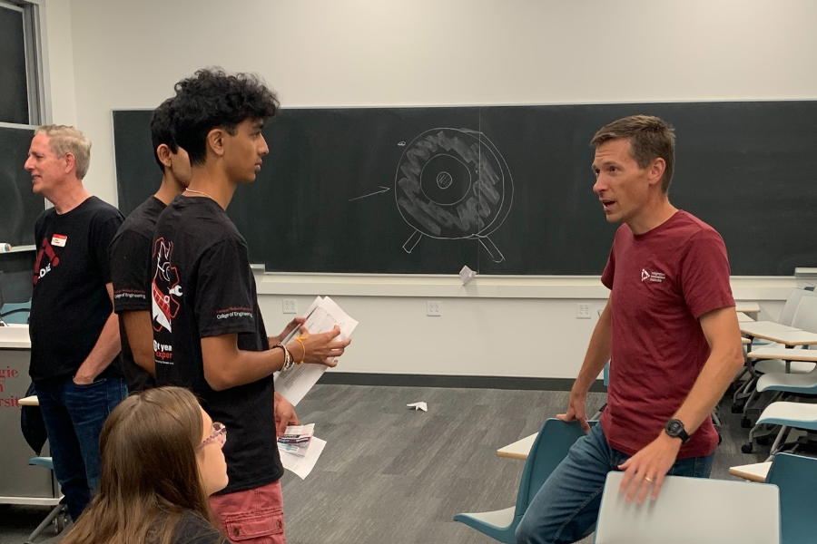 Brandon Bodily talking to Students