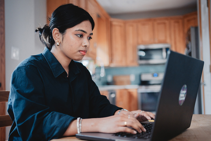 An online student working on a certificate