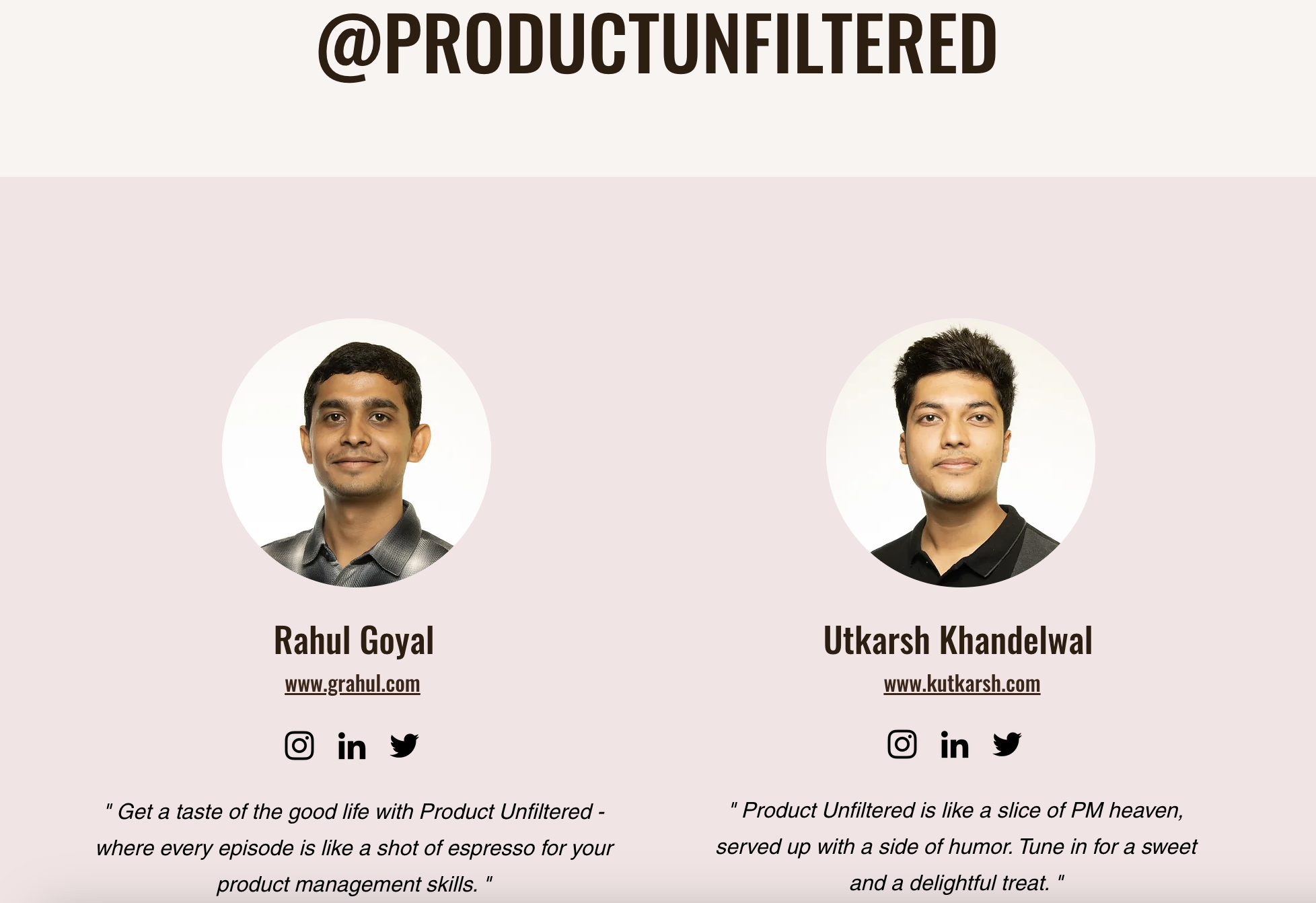 A screenshot from the product unfiltered website