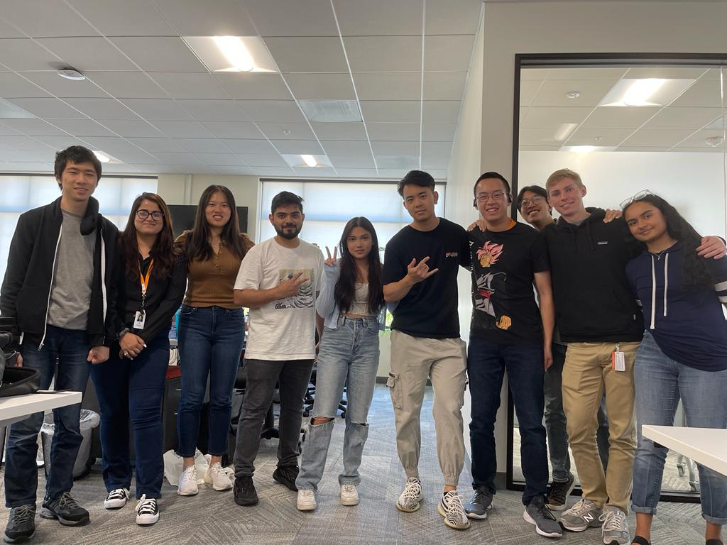 student mohammed azhar poses with fellow Pure Storage interns in a group photograph