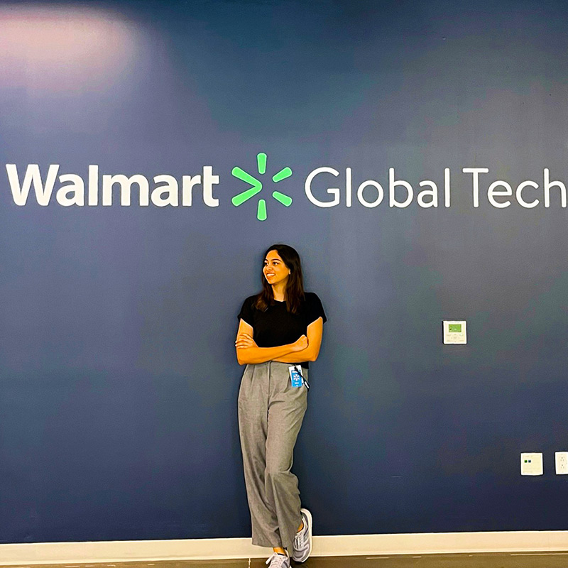 Smrithi strikes a pose in the Walmart Global Tech office