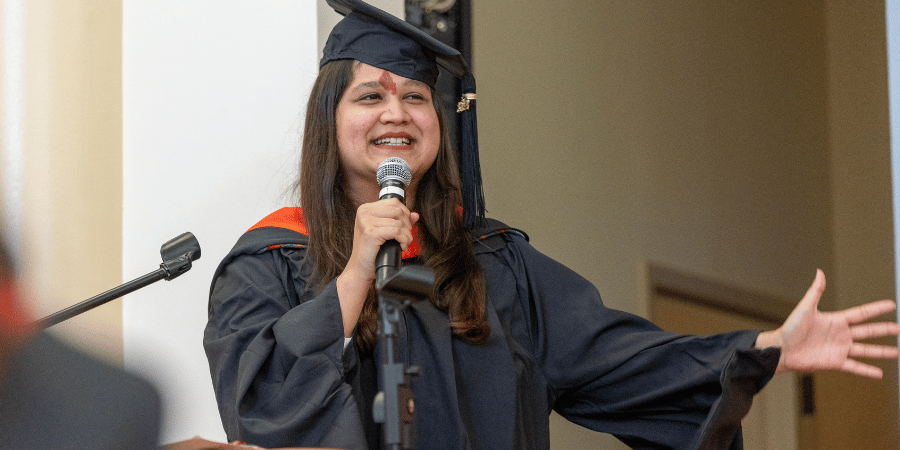 graduate giving a speech
