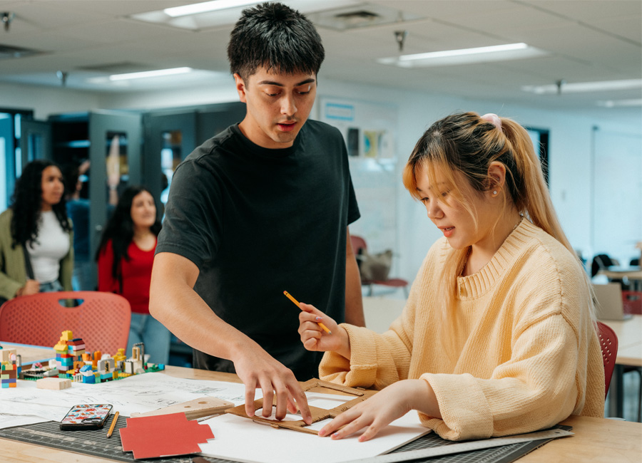 students working together in the MIIPS studio