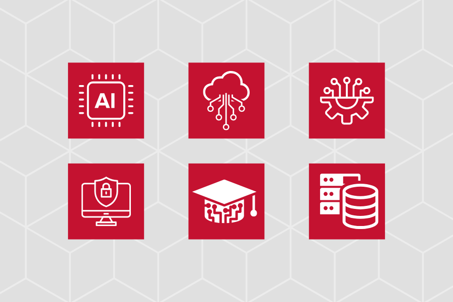 Graphic of icons representing thesis projects