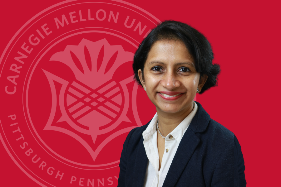 Aditi Pendharkar on a red background