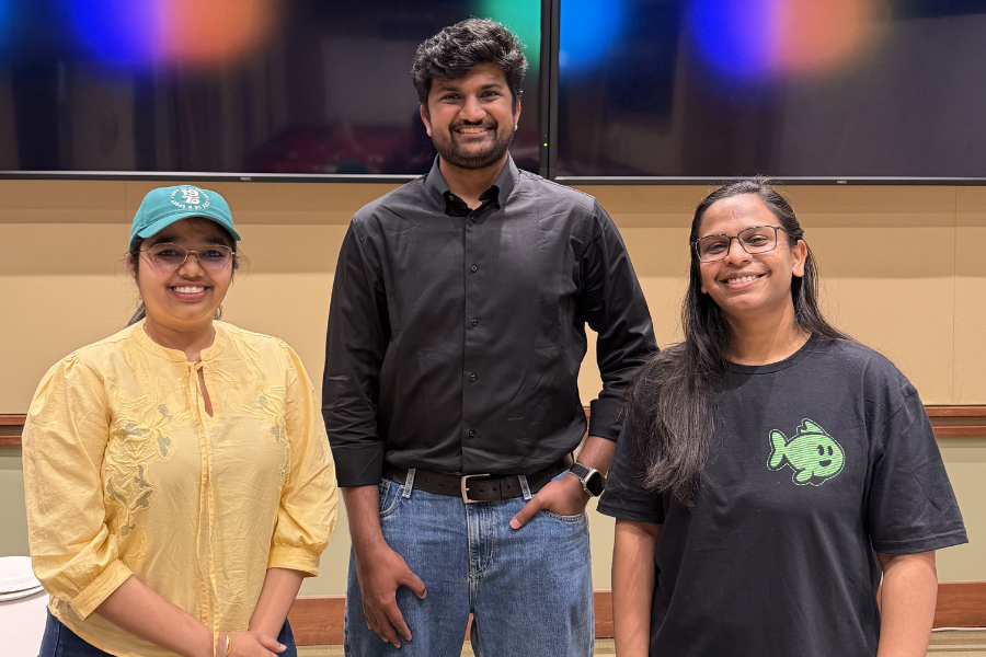 Riyaz Rafi Ahmed and CMU students after his presentation