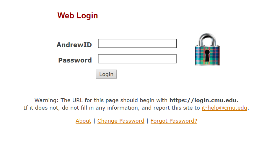 CMU web login page