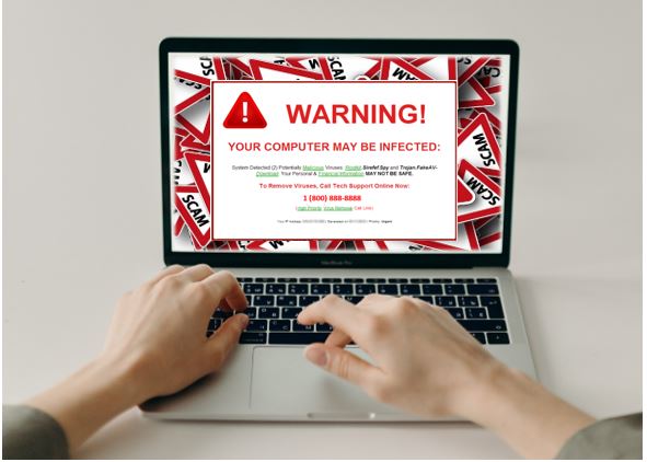 Image of pop-up warning on computer