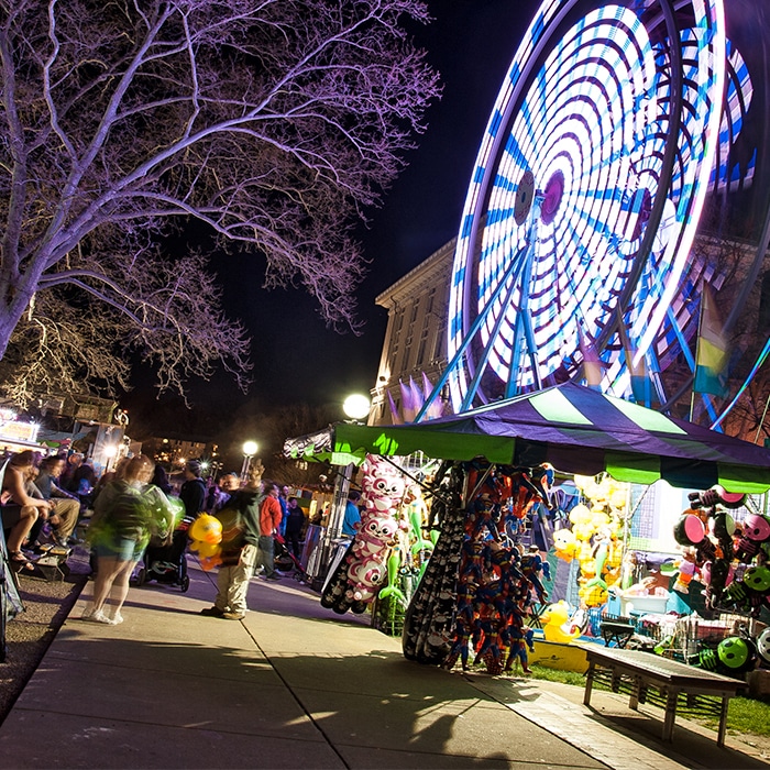 Ferris wheel at night during Spring Carnival