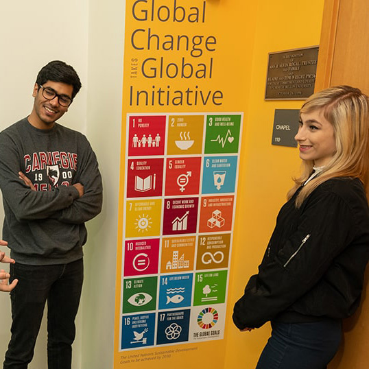 image of students discussing the SDGs