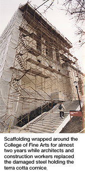 Scaffolding Wraped around College of Fine Arts