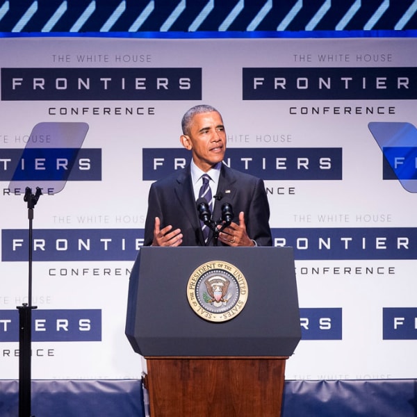Photo of President Obama at Frontiers Conference