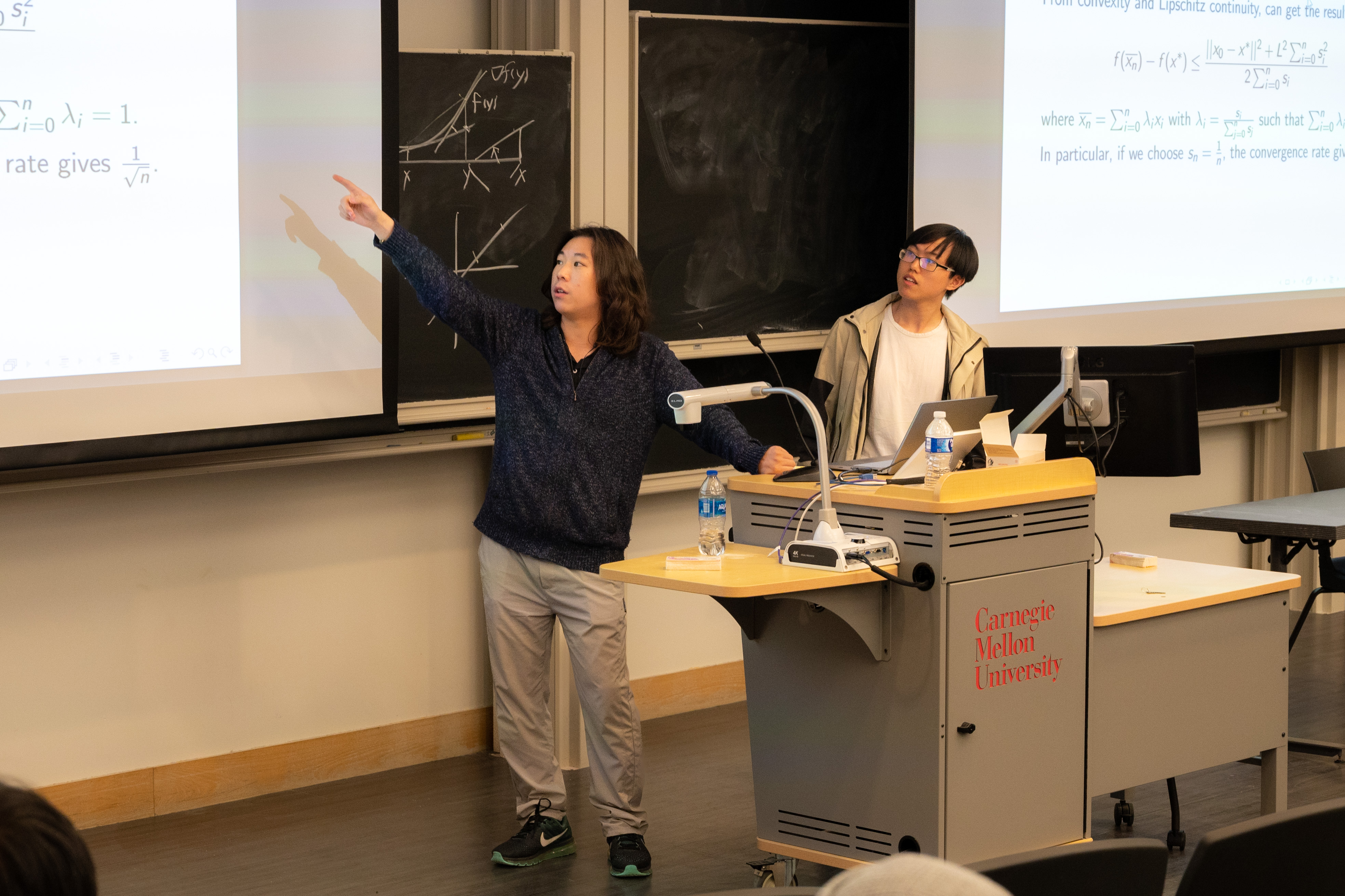 Haozhan Ma and Daniel Zhou describe their project at the September 27 SEMS presentations.