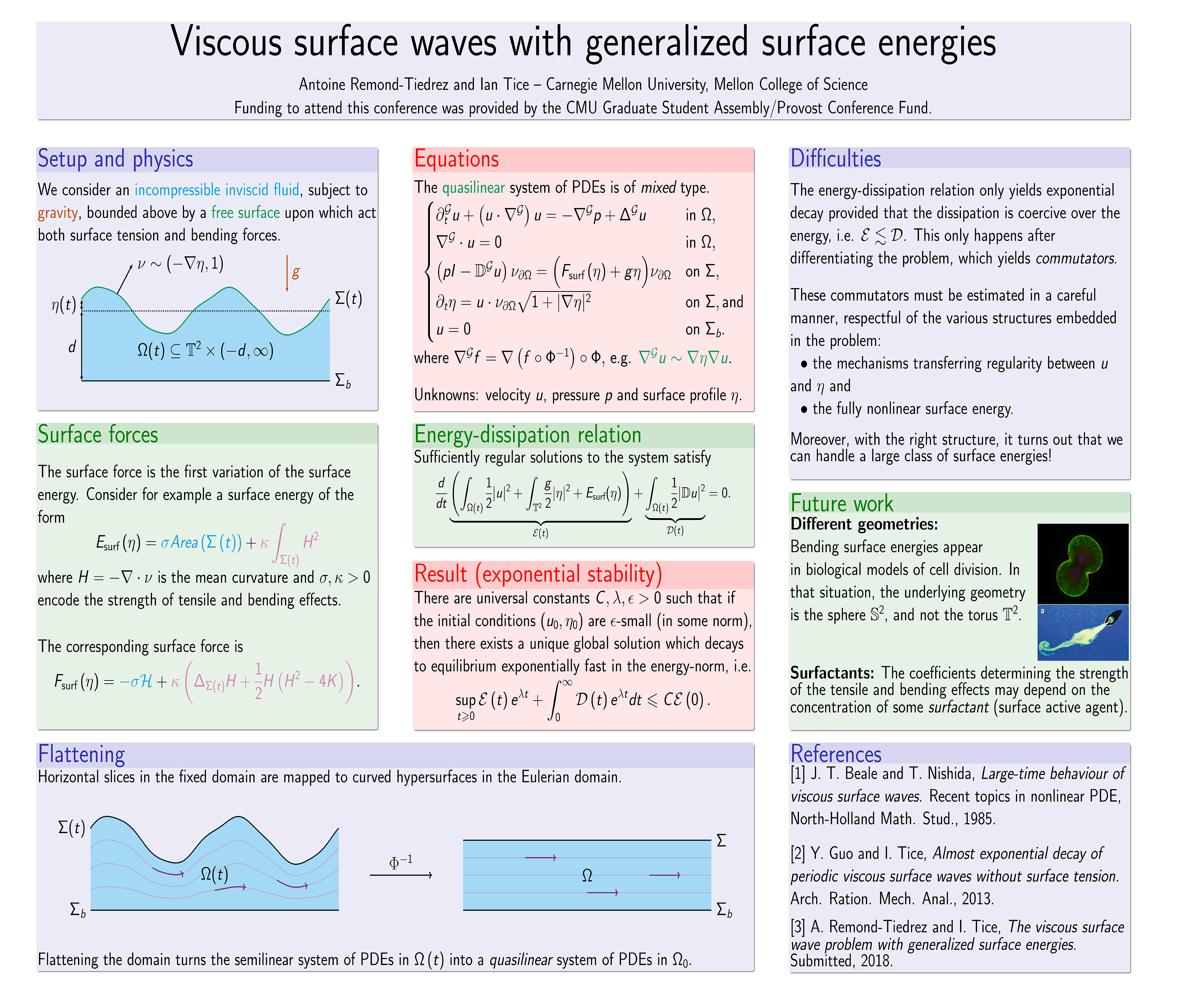 Viscous surface waves with generalized surface energies