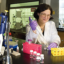 photo of Catalina Achim in her lab