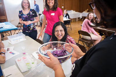 photo of Catalina Achim and teachers at workshop