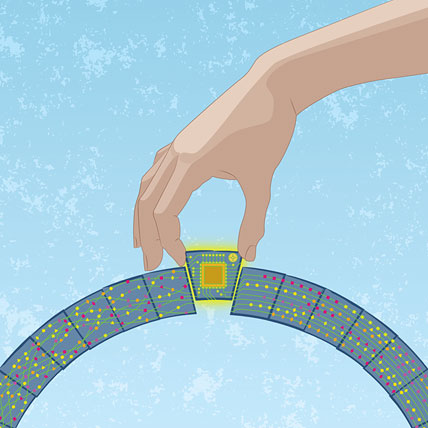 illustration of hand placing a keystone in an arch bridge
