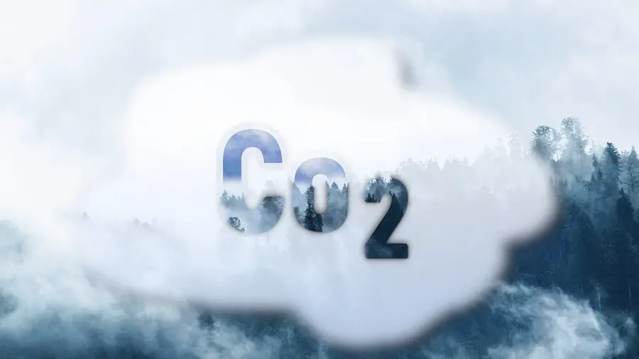 A graphic showing a cloud that reads "CO2"