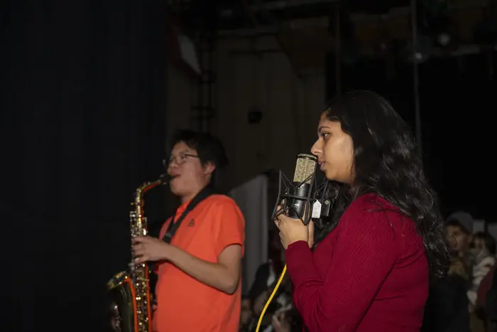 saxophonist and vocalist performing