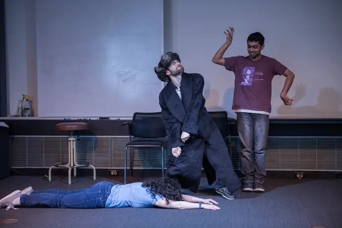 ETC students perform improv during a class. 