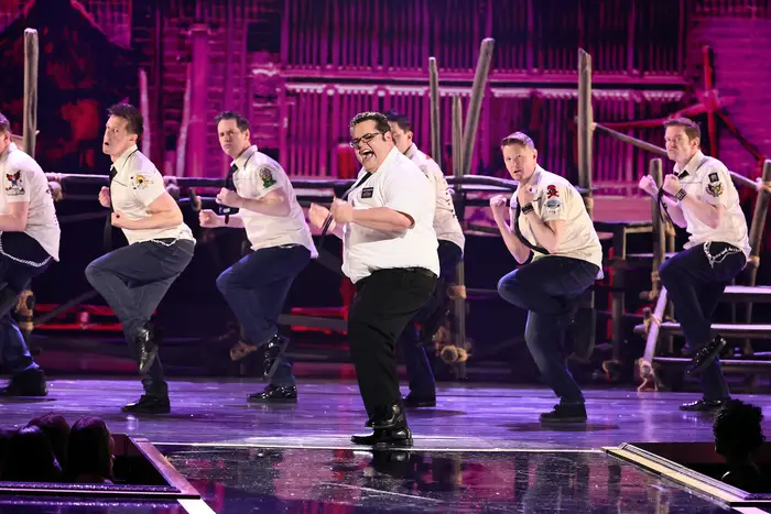 Josh Gad of "Book of Mormon" performs onstage. 