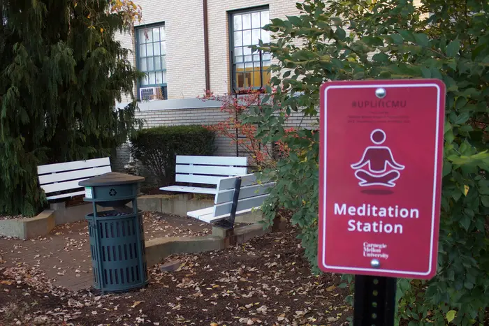 Meditation Station sign on campus