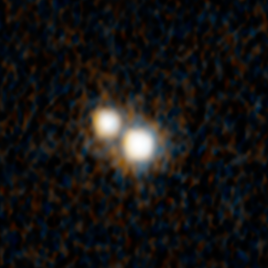 Hubble telescope image of double quasar in space