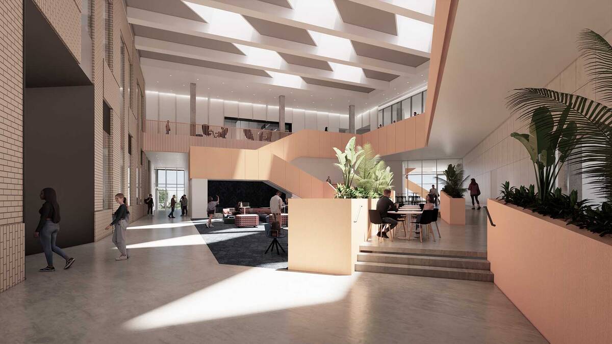 The interior rendering of the Richard King Mellon Hall of Science