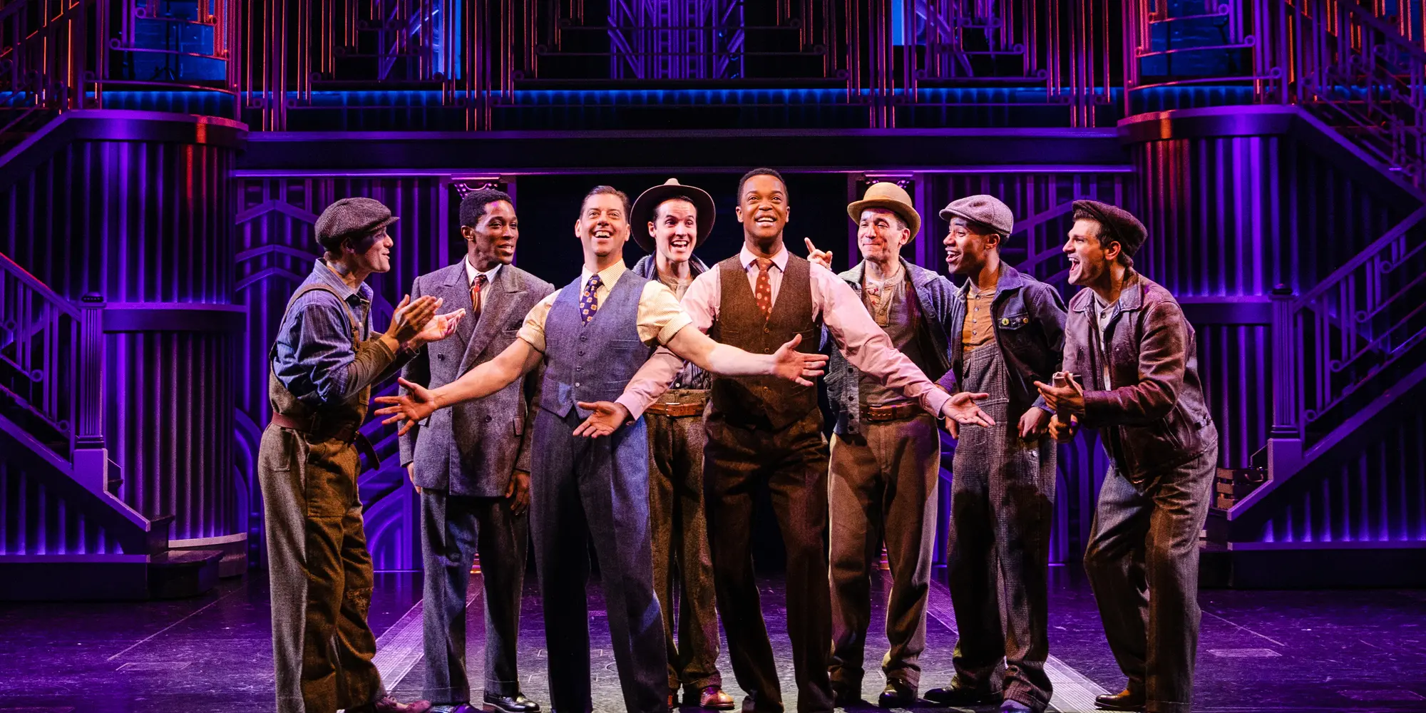 Christian Borle and J. Harrison Ghee with the cast of "Some Like it Hot". Photo credit: Marc J. Franklin