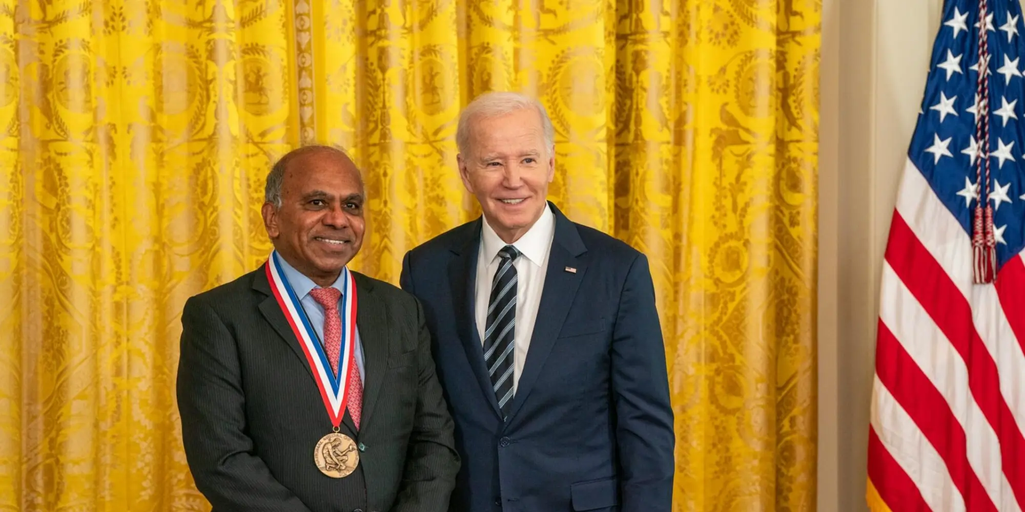 President Biden awards Subra Suresh the National Medal of Science during an awards ceremony in the East Room of The White House, Oct. 24, 2023. Photo by Ryan K. Morris