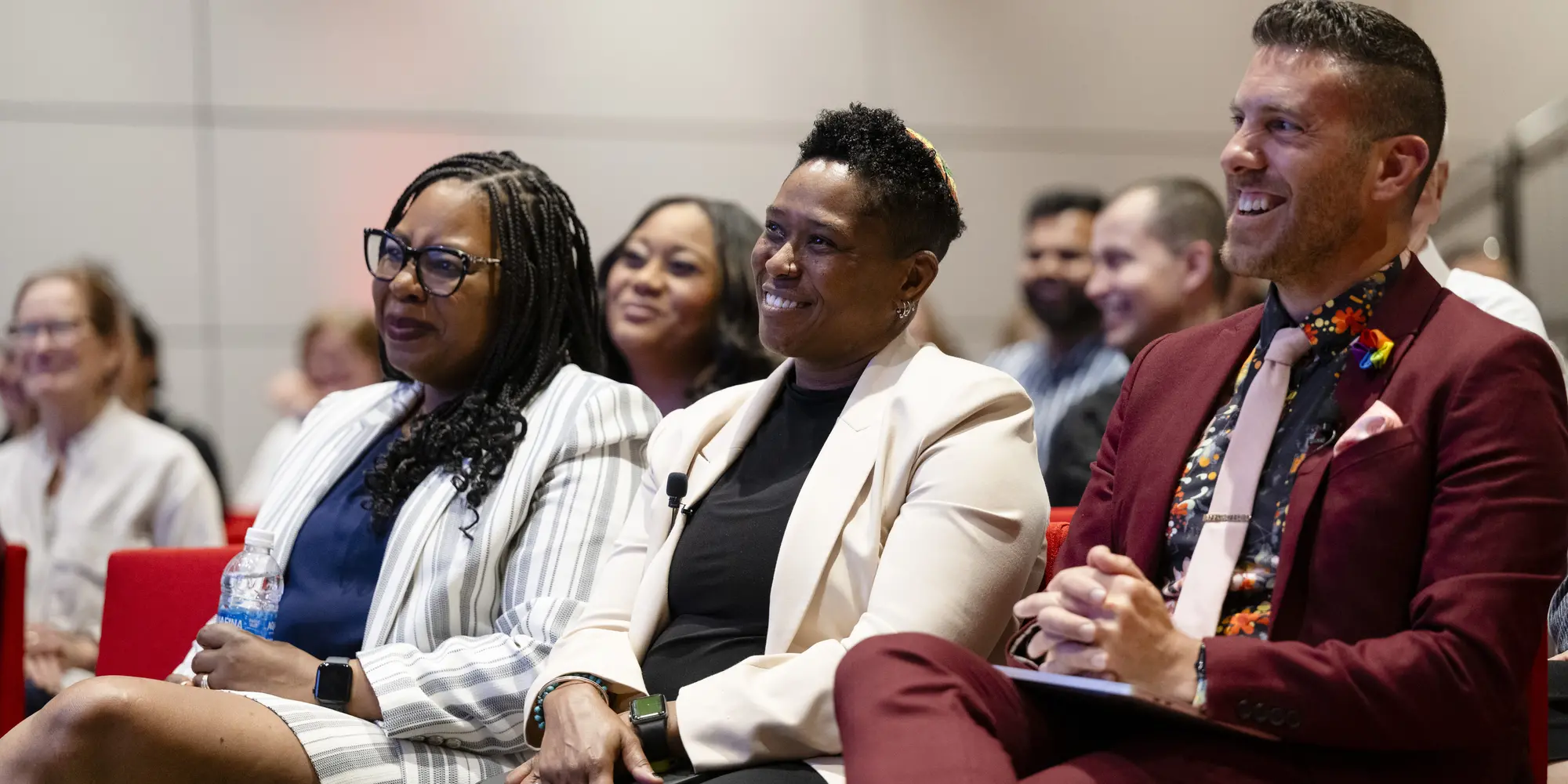Wanda Heading-Grant, Vice Provost for Diversity, Equity, Inclusion and Belonging (left); Keynote Speaker Rabbi Sandra Lawson (middle); and Mark D'Angelo, DEI Learning & Development Trainer & Consultant (right)