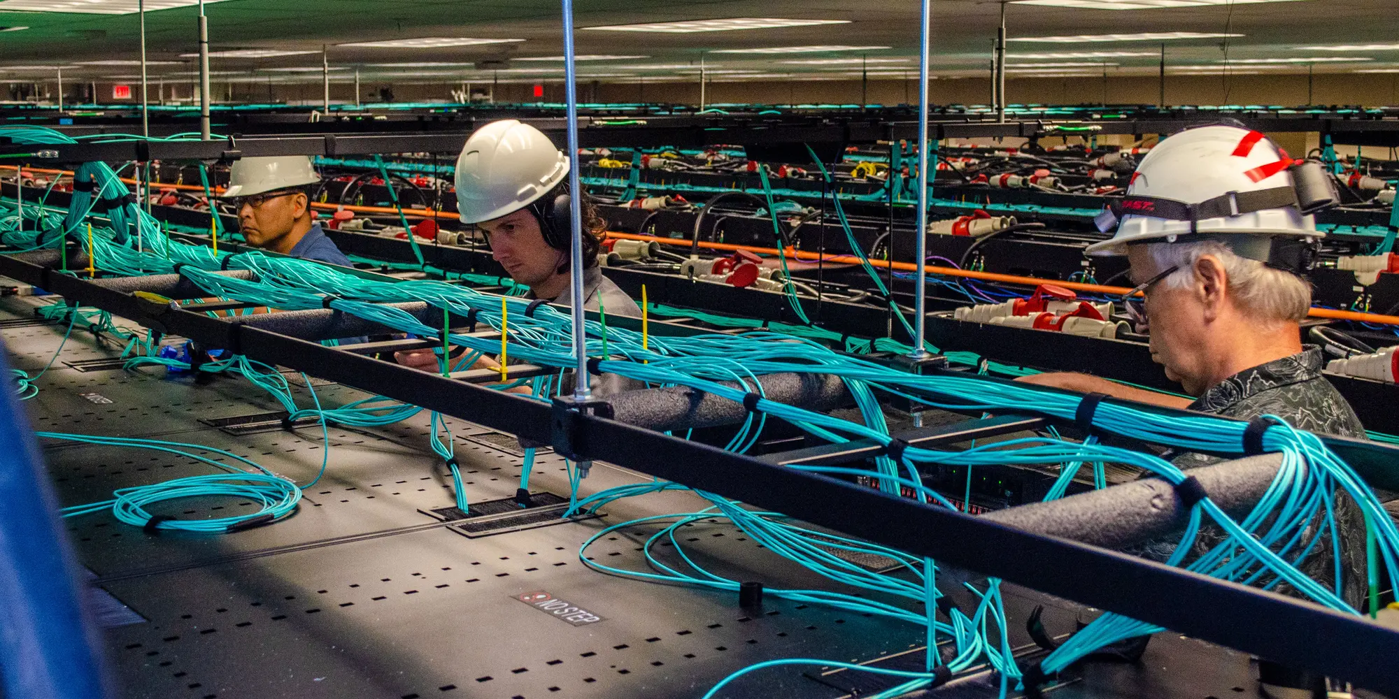Construction of a supercomputer.