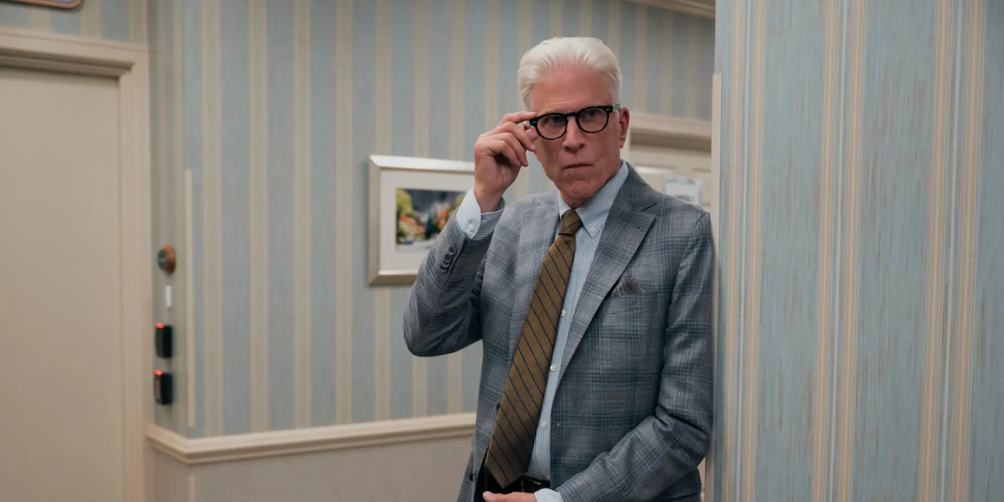 Ted Danson in a hallway from his Netflix show.