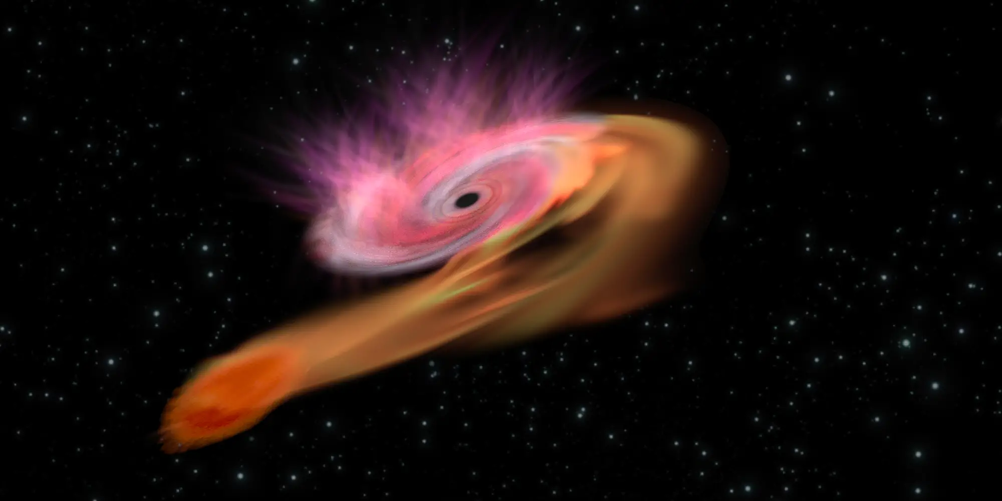 Drawing of a star propelling a jet of radiation energy.