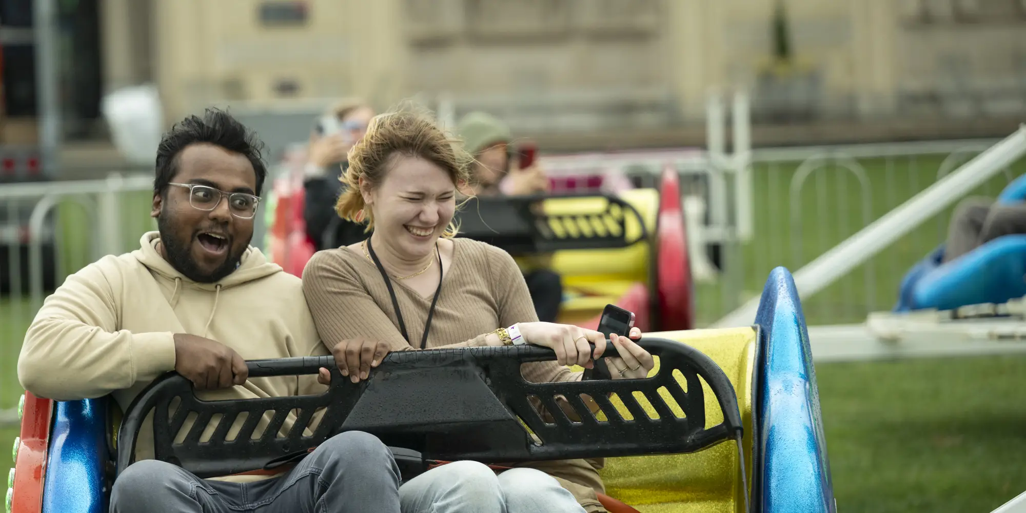 CMU students on a ride at Carnival.