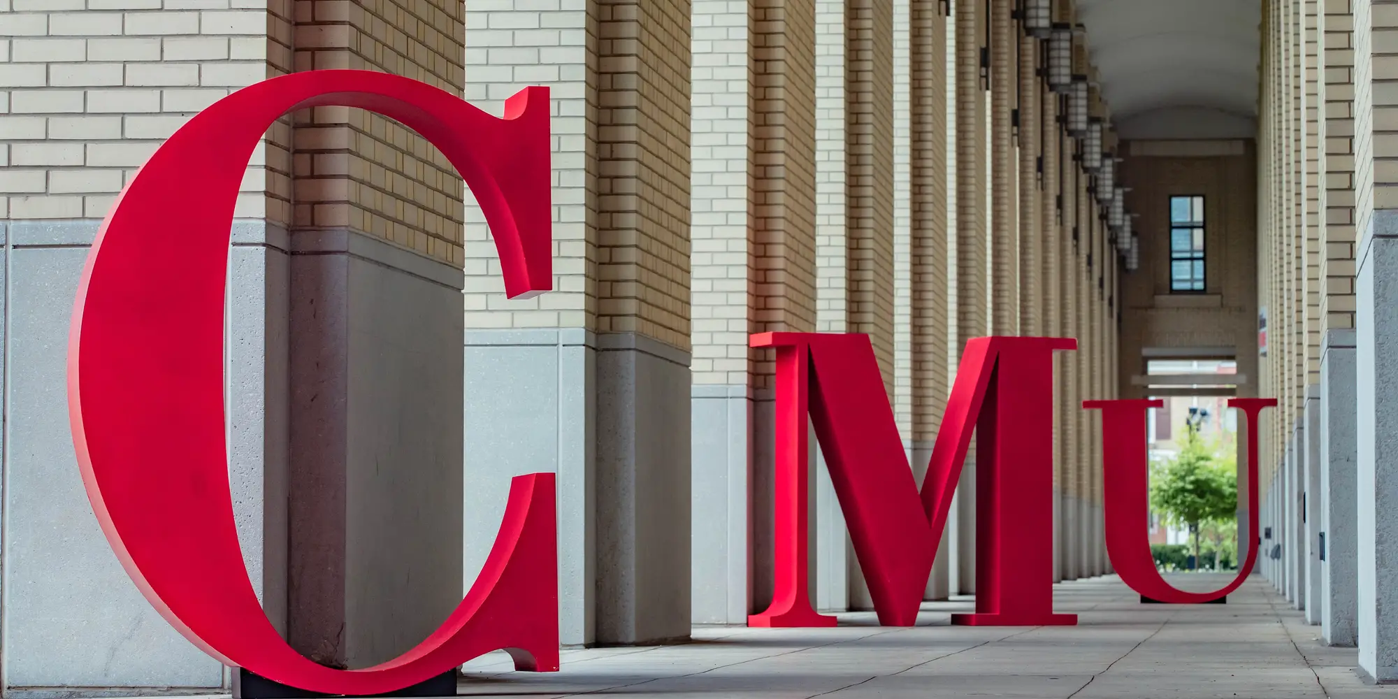 CMU red letters staged on Purnell Center sidewalk
