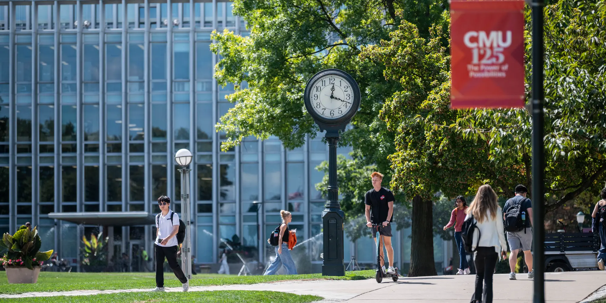 Students walk on CMU campus.